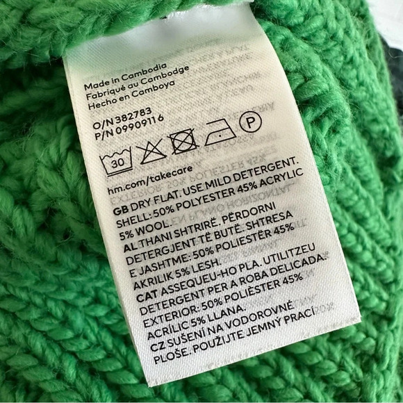 NWT H&M Womens XXL 2X Green Chunky Knit Turtleneck Sweater Fall Winter New - Picture 6 of 6
